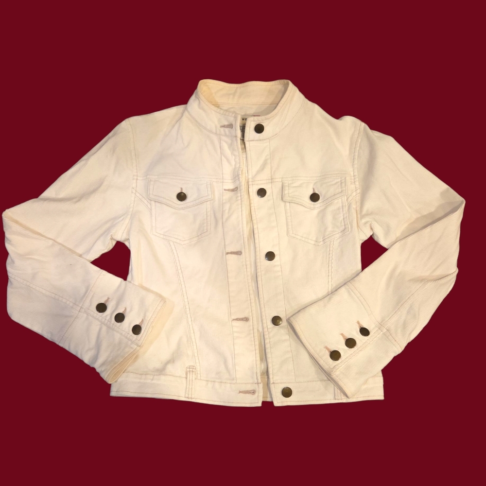 Kali Wear Cordoury Button Up Women's Off White Jacket Size Large Bell Sleeves